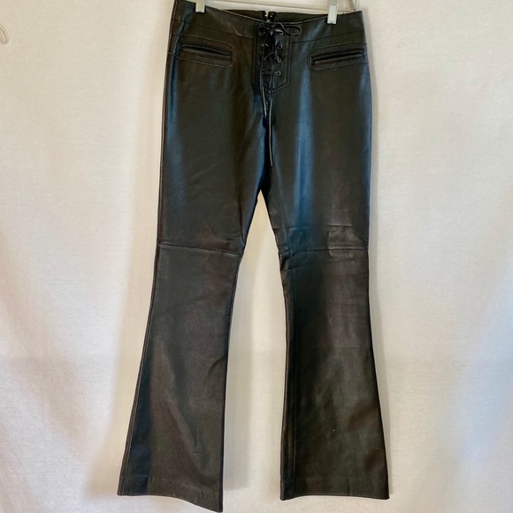 bebe Pants - Bebe genuine leather rockstar flared pants black 6